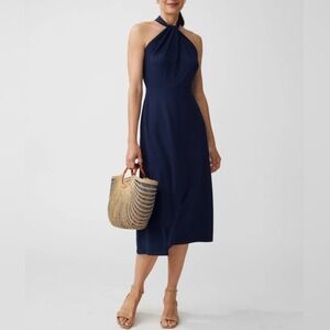 NWT J. McLaughlin Navy Blue Alessia Halter Midi Dress Size‎ Small